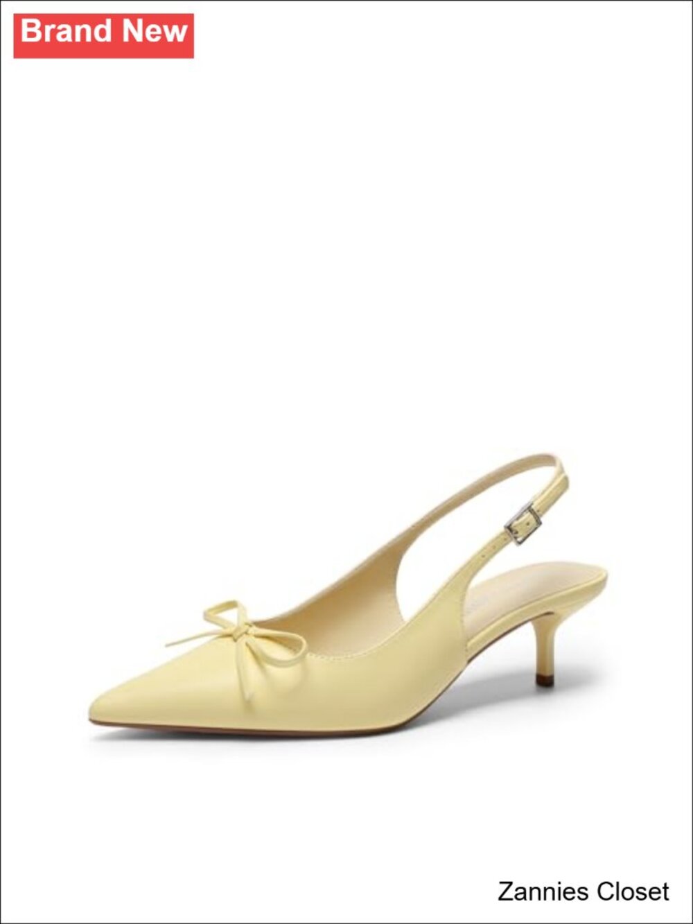 ✨ DREAM PAIRS Women Slingback Kitten Heel Pointed Toe Pumps Faux Leather